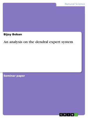 cover image of An analysis on the dendral expert system